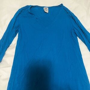 Anne Klein Blue Relaxed Long Sleeve Tunic
